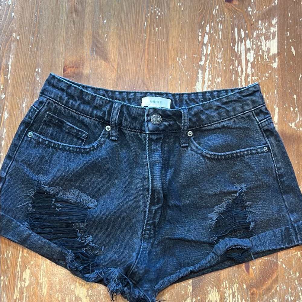 Distressed Denim Short Shorts